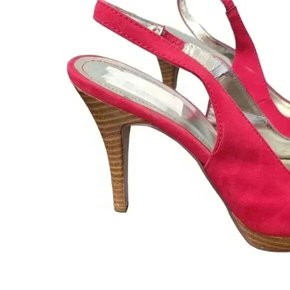 Style & Co. Women's Red Faux Suede Open Toe 3" Heel Sling Back Sandals - Picture 2 of 9